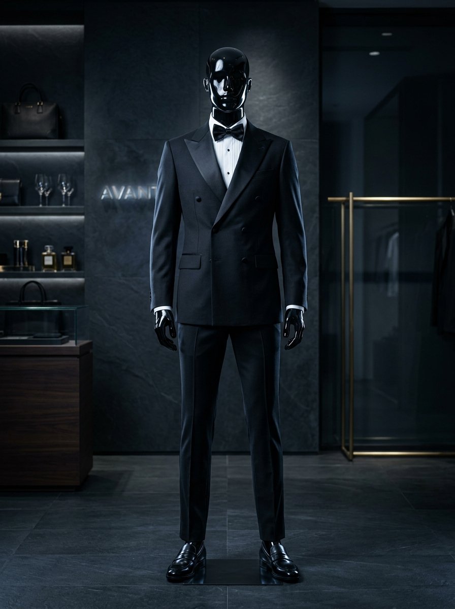 Sophisticated date night dinner and cocktail party outfit on editorial mannequin