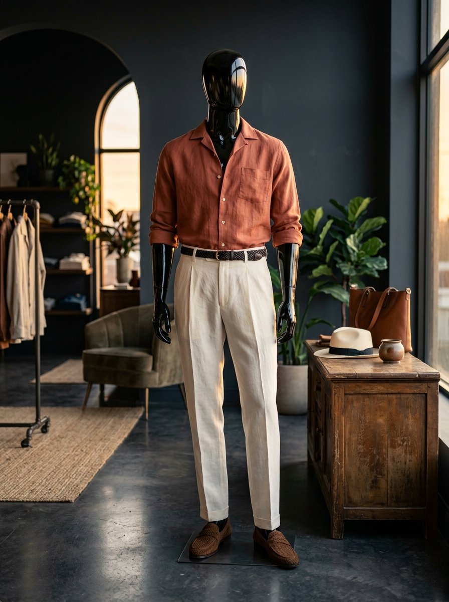 Breezy luxury resort and holiday vacation outfit on styling mannequin